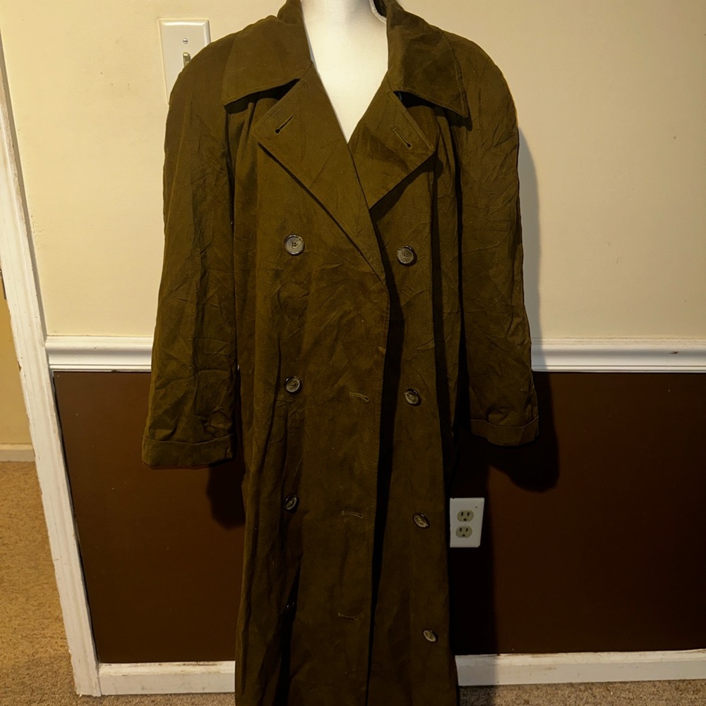 Spiegel Green Trench Coat Long Double-Breasted Style